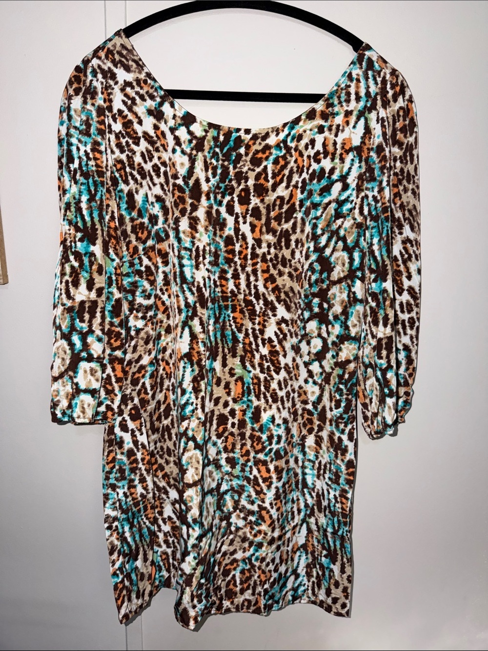 hello miss Teal, Brown & Cream Animal-Print Tunic